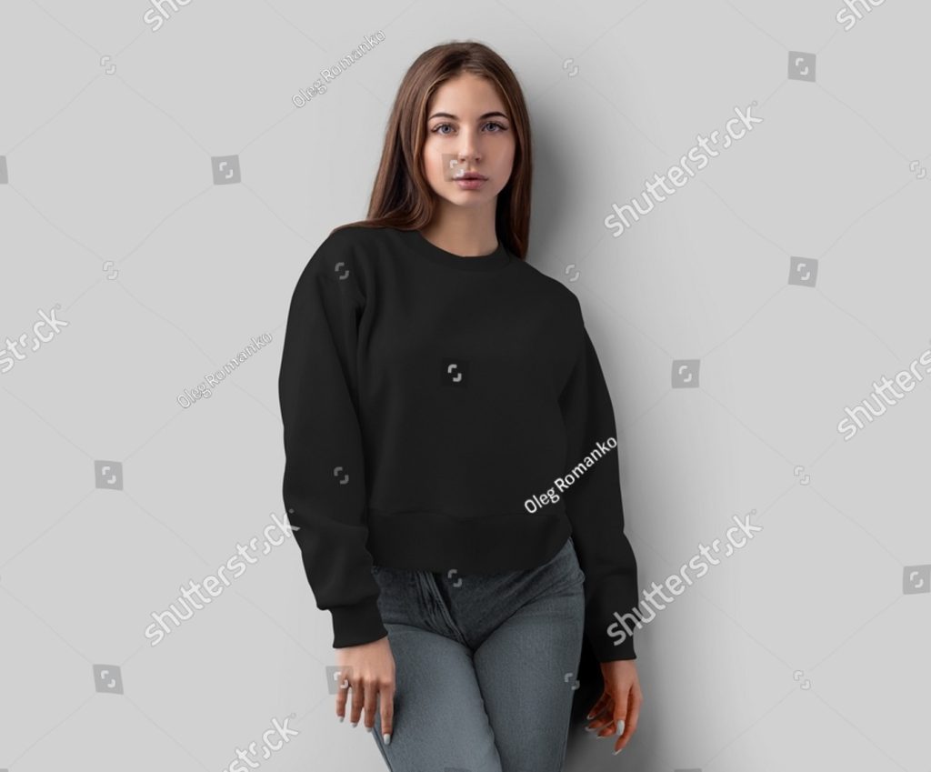 stock photo mockup of black cropped sweatshirt on beautiful girl fashion shirt isolated on background stylish 2268768457